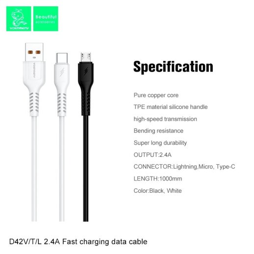 Кабель USB Denmen D42V USB - micro USB (2,4A)