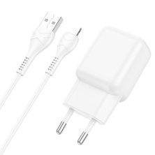 Мережевий зарядний пристрій HOCO C96A USB 2.1A + кабель USB - Lightning, білий