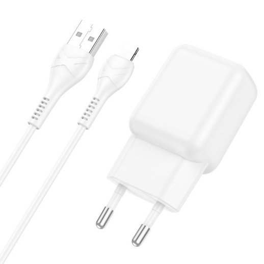 Мережевий зарядний пристрій HOCO C96A USB 2.1A + кабель USB - Lightning, білий