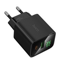 Мережевий зарядний пристрій HOCO CS84A Excellent PD30W + QC3.0 з цифровим дисплеєм, чорний