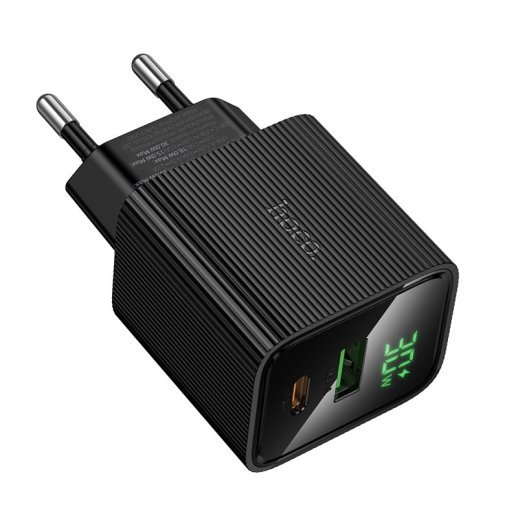 Мережевий зарядний пристрій HOCO CS84A Excellent PD30W + QC3.0 з цифровим дисплеєм, чорний