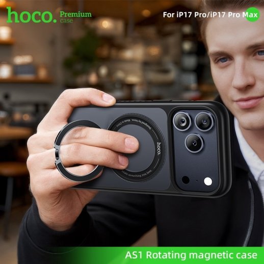 Магнітний захисний чохол HOCO AS1 з кільцем, що обертається, для APPLE iPhone 17 PRO MAX