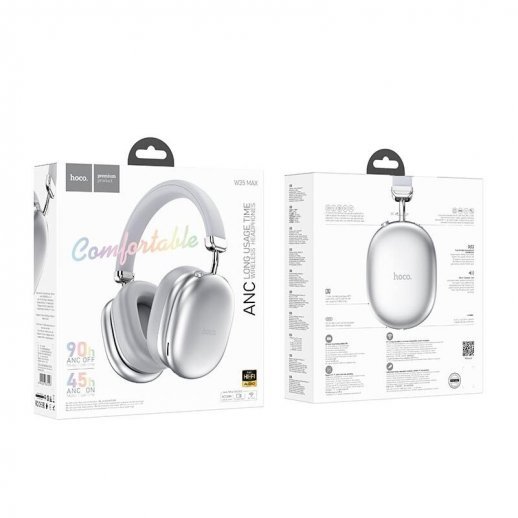 Бездротові повнорозмірні навушники HOCO W35 Max Silver Bluetooth 5.4/ANC/AUX/TF/90 годин