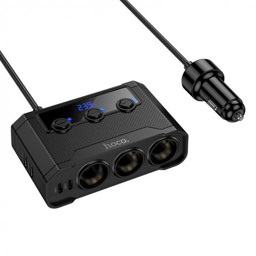 Автомобильное зарядное устройство-разветвитель Z64 Anshun 240W digital display 3-in-1 cigarette lighter(2C2A) car charger