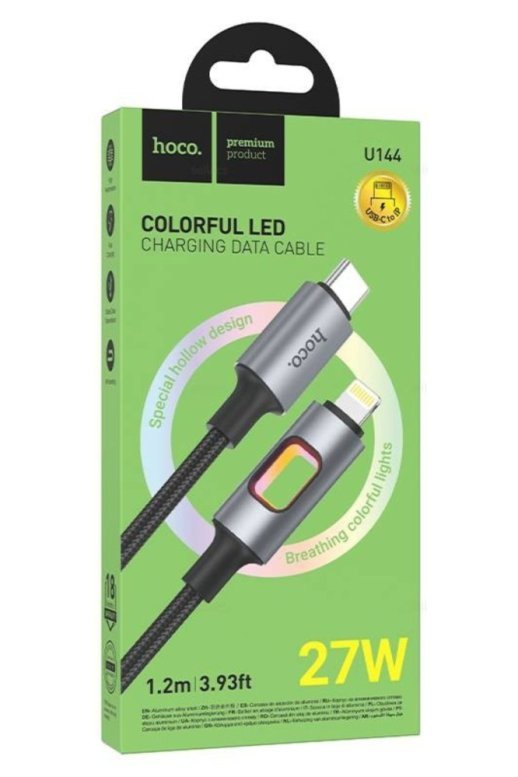 USB-C кабель HOCO U144 Type-C  -  Lightning, 27 Вт, 1,2 м, чорний
