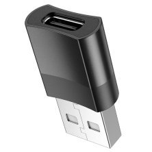 Адаптер HOCO UA17 USB 2.0 (папа) - Type-C (мама), чорний