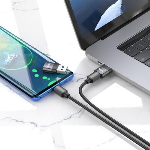 Адаптер HOCO UA17 USB 2.0 (папа) - Type-C (мама), чорний
