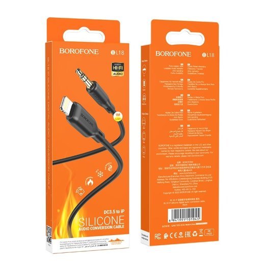 Кабель BOROFONE BL18 AUX Lightning - jack 3.5мм 1 МЕТР ЧОРНИЙ