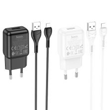 Мережевий зарядний пристрій HOCO C96A USB 2.1A + кабель USB - Lightning, чорний