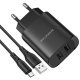 СЗУ Borofone BN2 (2USB/2,1A) + USB - MicroUSB (черный)
