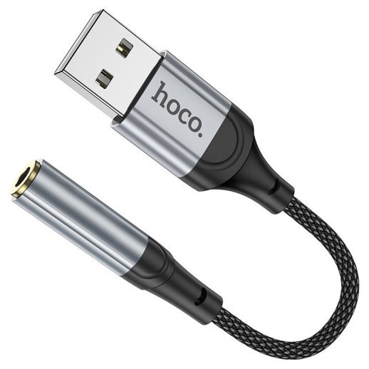 Перехідник HOCO LS36 зовнішня звукова карта USB - jack 3.5мм 0,12м чорний