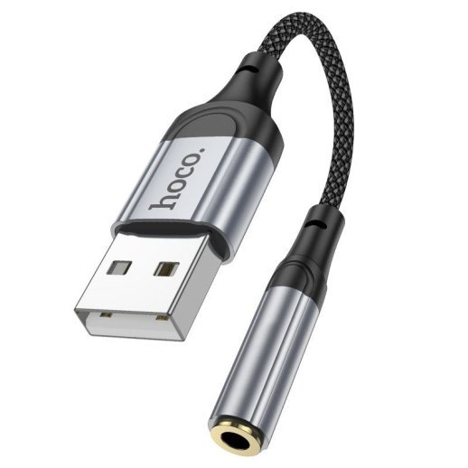 Перехідник HOCO LS36 зовнішня звукова карта USB - jack 3.5мм 0,12м чорний