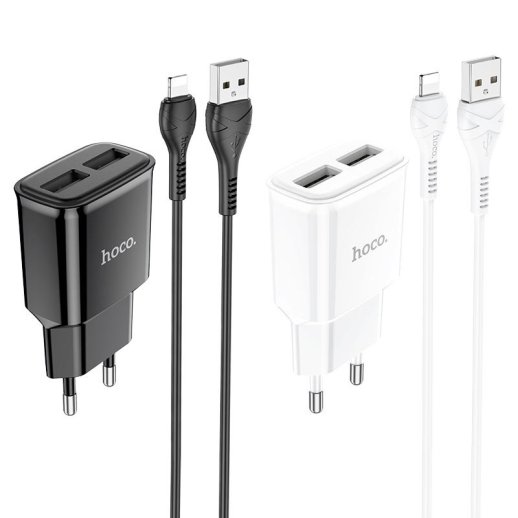 СЗУ HOCO C88A (2USB/2.4A) + Lightning (12pc) (белый)