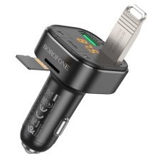FM Модулятор BOROFONE BC43 з підтримкою швидкого заряджання QC3.0  Bluetooth / гучномовець