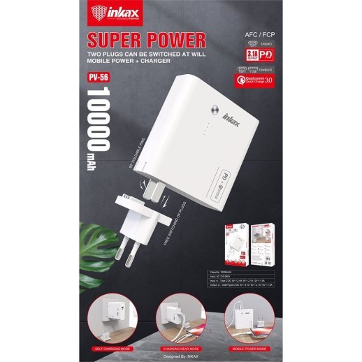 Powerbank INKAX PV-56 10000mAh БІЛИЙ