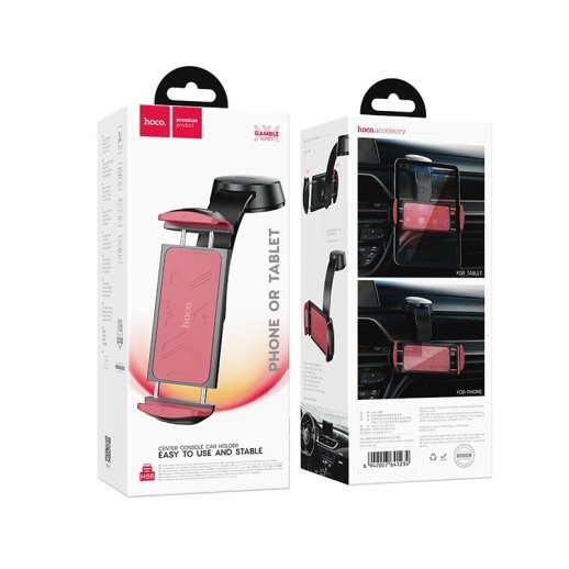 Автотримач Hoco H68 Gamble для планшета/телефону (торпедо), чорний/червоний