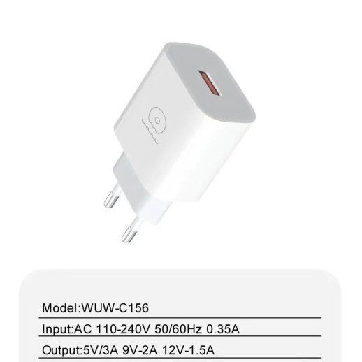 Мережевий зарядний пристрій WUW C156 USB QC3.0