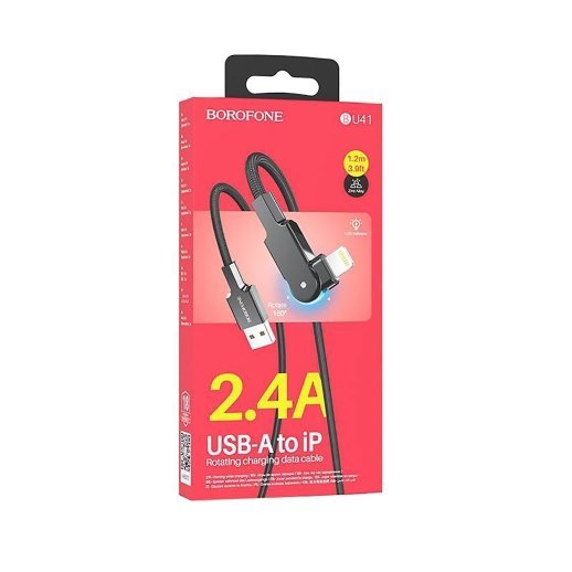 USB кабель BOROFONE BU41 USB - Lightning 1.2m 3A, чорний