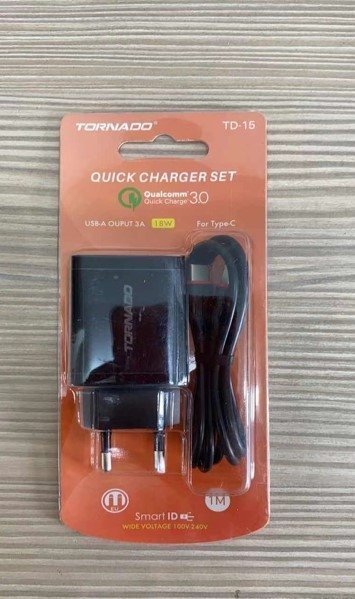 Сетевое Зарядное Устройство 2in1 TORNADO TD-15 (1USB QC3.0) Type-C