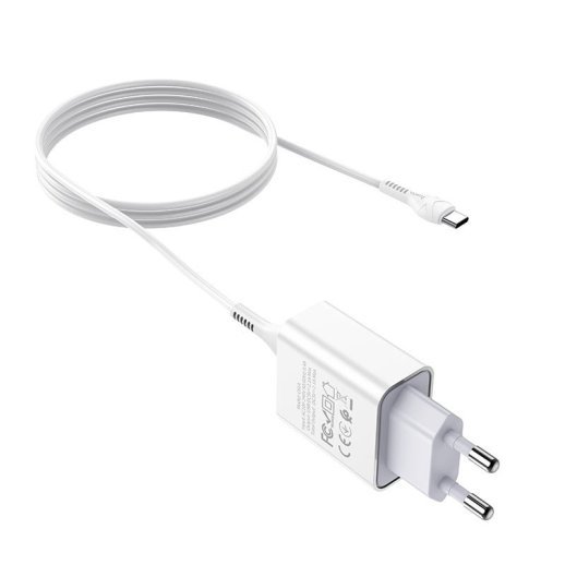СЗУ HOCO C81A (1USB/2.1A) + USB - Type-C (23pc) (белый)