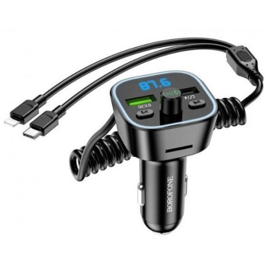 FM Модулятор BOROFONE BC45 з підтримкою швидкого заряджання QC3.0  Bluetooth / гучномовець