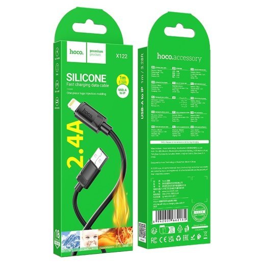 USB кабель HOCO X122 USB - Lightning, чорний