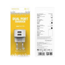 Мережевий зарядний пристрій BOROFONE BA23A Brilliant dual port charger(EU)