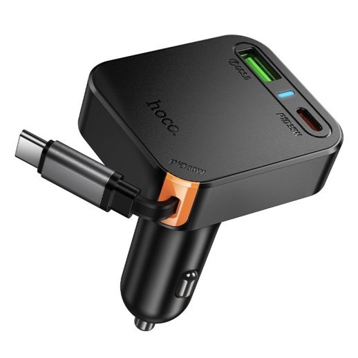 Автомобільний зарядний пристрій HOCO NZ18 PD 35W 2*TYPE-C + 1 USB QC 3.0 18W, чорний