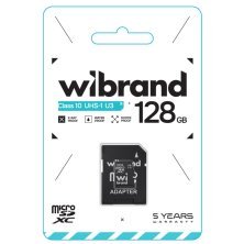 Карта пам'яті micro 128Gb Wibrand SDHC (UHS-1 U3) class 10 (з адаптером)