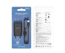 Мережевий зарядний пристрій Borofone BA20A USB 2,1A + кабель USB - Type-C, чорний