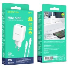 Мережевий зарядний пристрій BOROFONE BN7 PD20W+QC3.0 + кабель TYPE-C - TYPE-C
