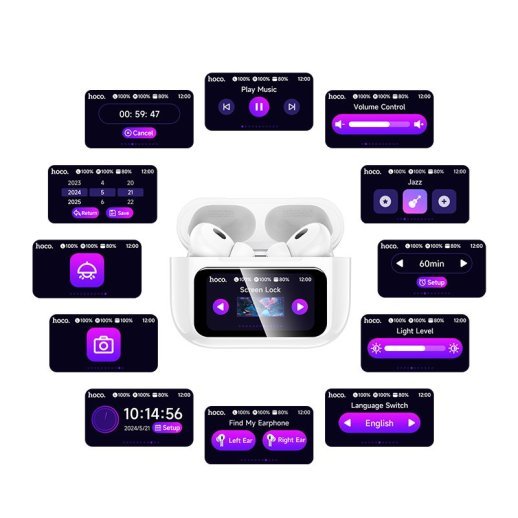 Бездротові навушники HOCO EW72 Lite Soar з сенсорним екраном, білий