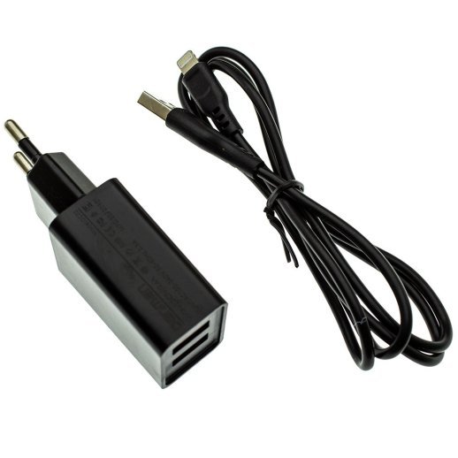 Мережевий зарядний пристрій DENMEN DC02L + USB Lightning 2.1A 2USB ЧОРНИЙ