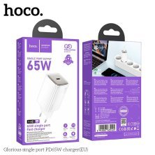 Мережевий зарядний пристрій HOCO N48 Glorious TYPE-C PD 65W, БІЛИЙ
