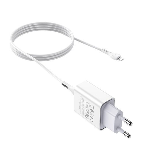 СЗУ HOCO C81A (1USB/2.1A) + USB - Lightning (23pc) (белый)