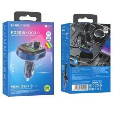 FM Модулятор BOROFONE BC47 з підтримкою швидкого заряджання QC3.0  Bluetooth / гучномовець СИНІЙ