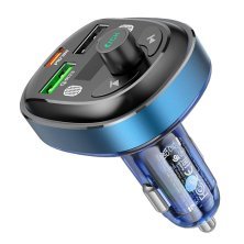 FM Модулятор BOROFONE BC47 з підтримкою швидкого заряджання QC3.0  Bluetooth / гучномовець СИНІЙ