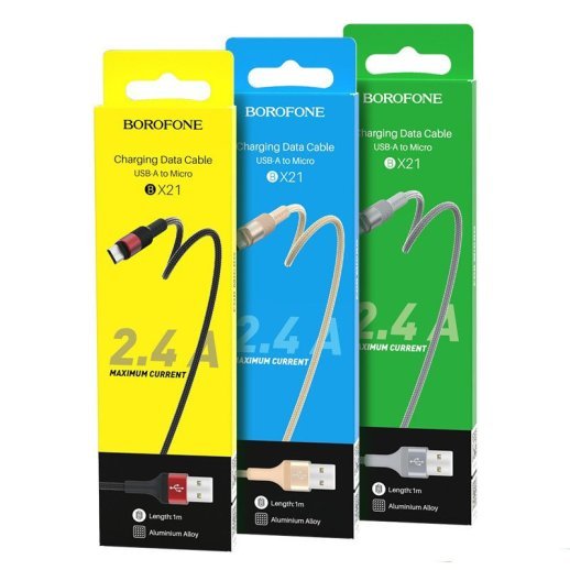 USB кабель BOROFONE BX21 2,4A 1M USB - micro USB сірий