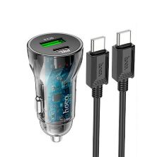 Автомобільний зарядний пристрій HOCO Z47A PD 30W TYPE-C / USB QC 3.0 + КАБЕЛЬ TYPE-C - TYPE-C, чорний
