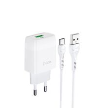 СЗУ HOCO C72Q QC3.0 (1USB/2A) + USB - Type-C (30pc) (белый)