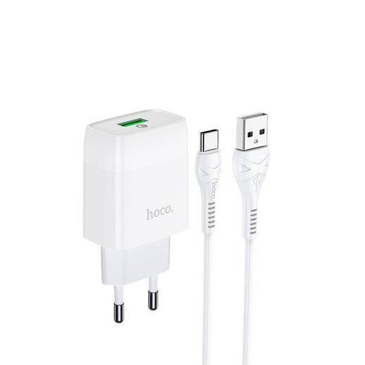 СЗУ HOCO C72Q QC3.0 (1USB/2A) + USB - Type-C (30pc) (белый)