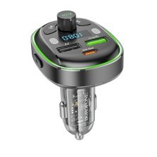 FM Модулятор BOROFONE BC47 з підтримкою швидкого заряджання QC3.0  Bluetooth / гучномовець СІРИЙ