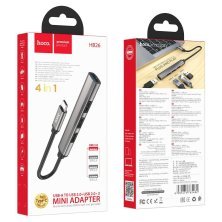 USB-хаб HOCO HB26 4в1 роз'єм Type-C (1 порт USB 3.0 + 3 порти USB 2.0)