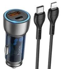 Автомобільний зарядний пристрій HOCO NZ8 TYPE-C PD 25W / USB QC 3.0 + КАБЕЛЬ TYPE-C - LIGHTNING, СИНIЙ