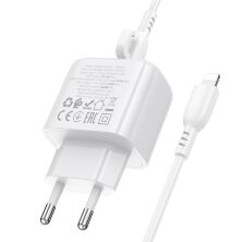 СЗУ Borofone BAS44A PD20W + QC3.0 (1USB/1Type-C) + Type-C - Lightning (белый)
