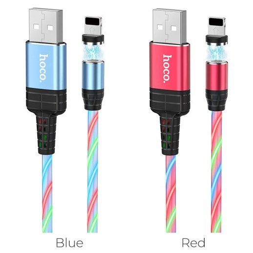 USB кабель HOCO U90 магнiтний USB - Lightning 1M, блакитний