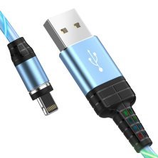 USB кабель HOCO U90 магнiтний USB - Lightning 1M, блакитний