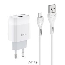 СЗУ HOCO C72A (1USB/2.1A) + USB - MicroUSB (30pc) (белый)