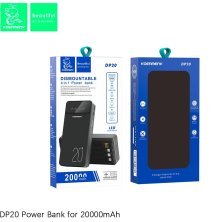 POWER BANK DENMEN DP20 20000mAh 2.1A LED power display Вбудовані кабелі