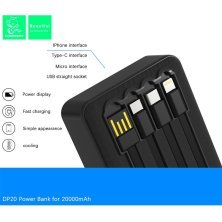 POWER BANK DENMEN DP20 20000mAh 2.1A LED power display Вбудовані кабелі